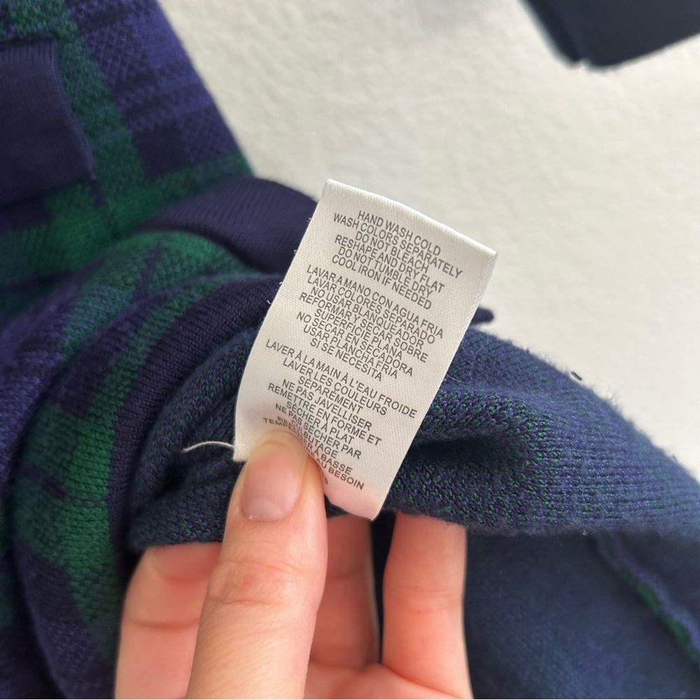 Taylor Navy and Green Plaid Soft and Warm, Long Sleeve Sweater Dress - Picture 4 of 5